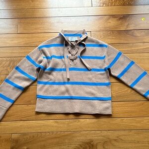 Everlane Tan and Blue Striped Sweater